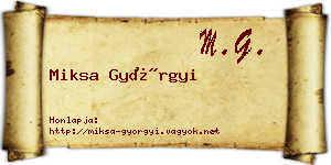 Miksa Györgyi névjegykártya